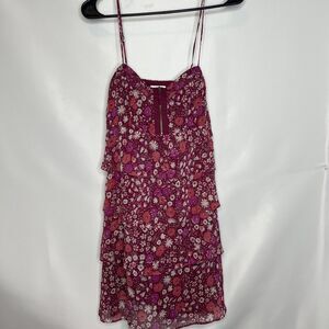 American Eagle Pink Floral Tiered Ruffle Dress, Size 4 Adjustable Straps